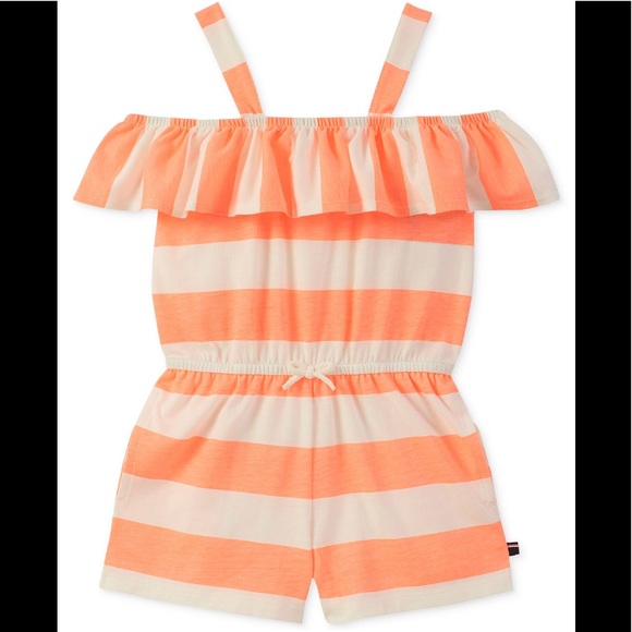 NWT Tommy Hilfiger Girls Romper Bright Melon - Picture 2 of 6